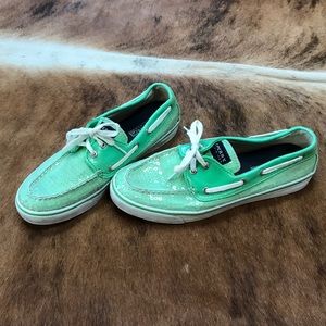 Sperry Top - Sider Green Sequin Shoes